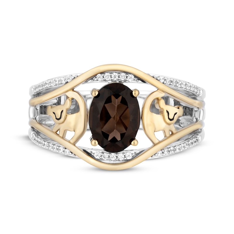 Disney Treasures The Lion King Oval-Cut Smoky Quartz & Diamond Ring 1/10 ct tw 10K Two-Tone Gold