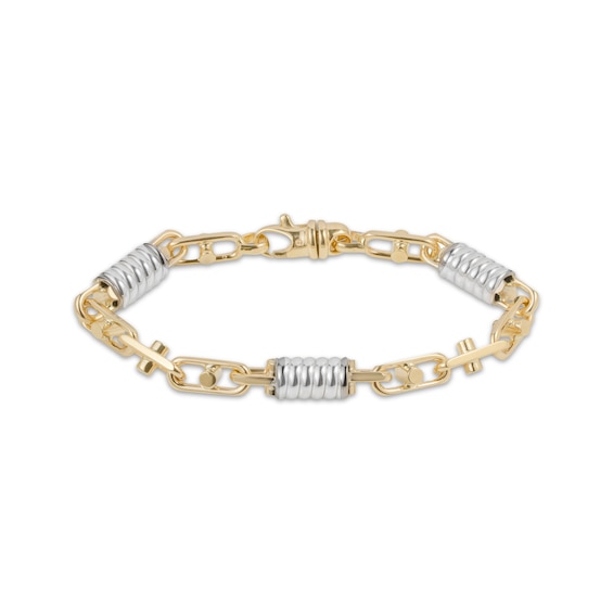 Spring & Mariner Link Bracelet Solid 10K Two-Tone Gold 8.5"