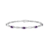 Thumbnail Image 0 of Oval-Cut Amethyst & White Lab-Created Sapphire Link Bracelet Sterling Silver 7.25"
