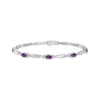 Thumbnail Image 1 of Oval-Cut Amethyst & White Lab-Created Sapphire Link Bracelet Sterling Silver 7.25&quot;