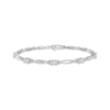 Thumbnail Image 1 of Oval-Cut Lab-Created Opal & White Lab-Created Sapphire Link Bracelet Sterling Silver 7.25&quot;