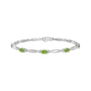 Thumbnail Image 0 of Oval-Cut Peridot & White Lab-Created Sapphire Link Bracelet Sterling Silver 7.25"