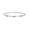 Thumbnail Image 1 of Oval-Cut Peridot & White Lab-Created Sapphire Link Bracelet Sterling Silver 7.25&quot;