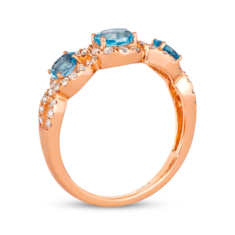 Main Image 3 of Le Vian Oval-Cut Blue Topaz Ring 3/8 ct tw Diamonds 14K Honey Gold