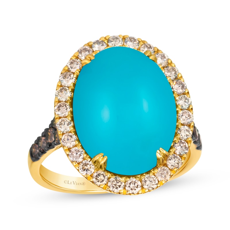 Main Image 1 of Le Vian Oval-Cut Turquoise Ring 7/8 ct tw Diamonds 14K Honey Gold