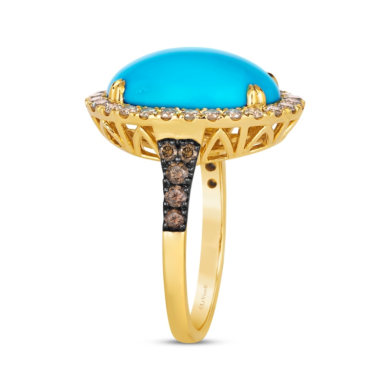 Main Image 2 of Le Vian Oval-Cut Turquoise Ring 7/8 ct tw Diamonds 14K Honey Gold