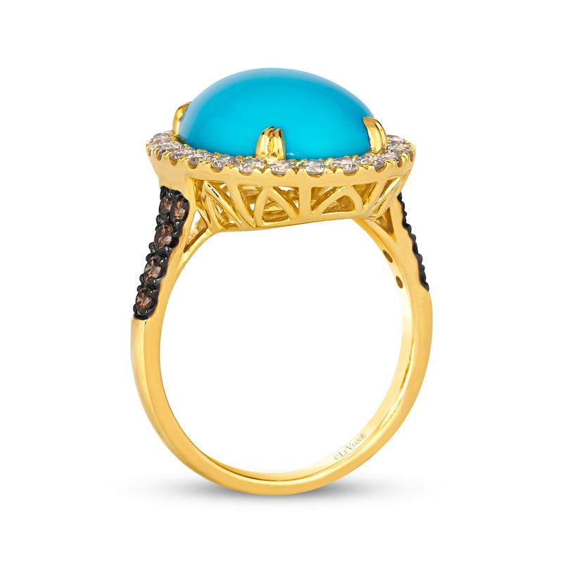Main Image 3 of Le Vian Oval-Cut Turquoise Ring 7/8 ct tw Diamonds 14K Honey Gold