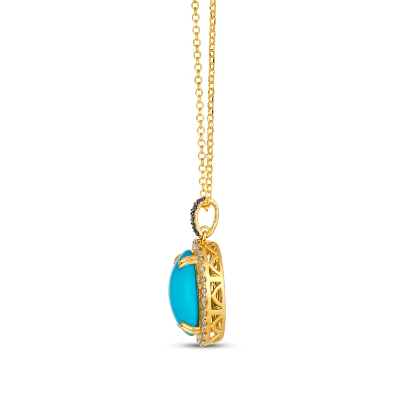 Main Image 2 of Le Vian Oval-Cut Turquoise Necklace 3/4 ct tw Diamonds 14K Honey Gold 19&quot;