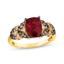 Le Vian Venetian Mosaic Cushion-Cut Rhodolite Garnet Ring 3/8 ct tw Diamonds 14K Honey Gold