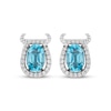 Thumbnail Image 0 of Disney Treasures Monsters, Inc. "Sulley" Oval-Cut Swiss Blue Topaz & Diamond Earrings Sterling Silver