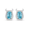 Thumbnail Image 1 of Disney Treasures Monsters, Inc. &quot;Sulley&quot; Oval-Cut Swiss Blue Topaz & Diamond Earrings Sterling Silver