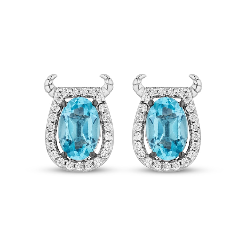 Disney Treasures Monsters, Inc. "Sulley" Oval-Cut Swiss Blue Topaz & Diamond Earrings Sterling Silver