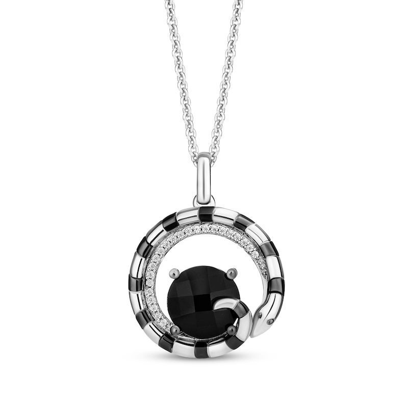 Main Image 1 of Disney Treasures The Nightmare Before Christmas Black Onyx & Diamond Snake Necklace 1/20 ct tw Sterling Silver 19&quot;