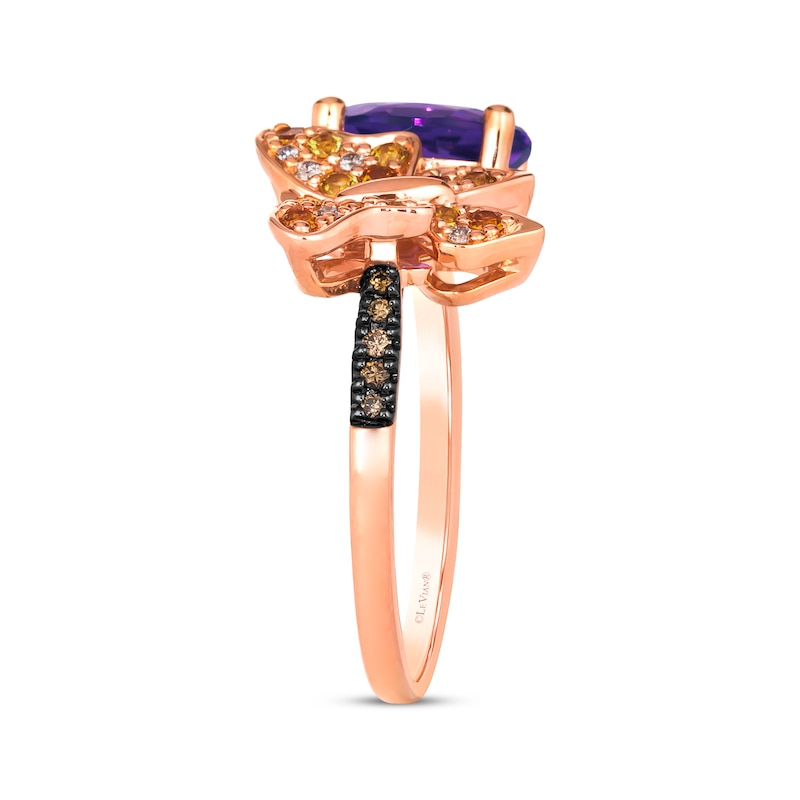 Main Image 2 of Le Vian Garden Party Amethyst, Garnet & Yellow Sapphire Butterfly Ring 1/15 ct tw Diamonds 14K Strawberry Gold