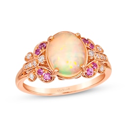 Le Vian Garden Party Collection Opal & Pink Sapphire Butterflies Ring 1/15 ct tw Diamonds 14K Strawberry Gold