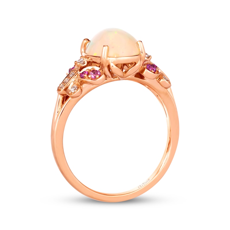 Le Vian Garden Party Collection Opal & Pink Sapphire Butterflies Ring 1/15 ct tw Diamonds 14K Strawberry Gold