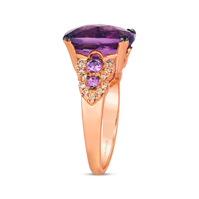 Main Image 2 of Le Vian Cushion-Cut Amethyst & Pink Sapphire Ring 1/5 ct tw Diamonds 14K Strawberry Gold