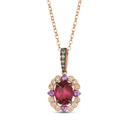 Le Vian Venetian Color on Color Garnet & Pink Sapphire Necklace 1/3 ct tw Diamonds 14K Strawberry Gold 19"