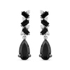 Thumbnail Image 2 of Pear-Shaped & Baguette-Cut Black Onyx & White Lab-Created Sapphire Dangle Earrings Sterling Silver