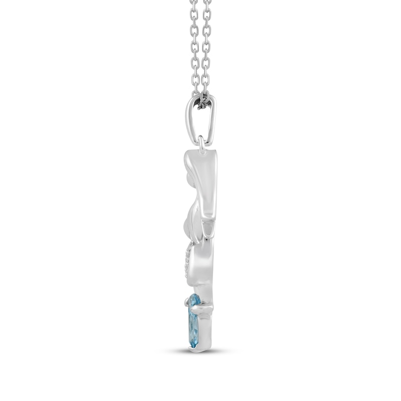 Main Image 2 of Marquise-Cut Swiss Blue Topaz & White Lab-Created Sapphire Mermaid Necklace Sterling Silver 18&quot;
