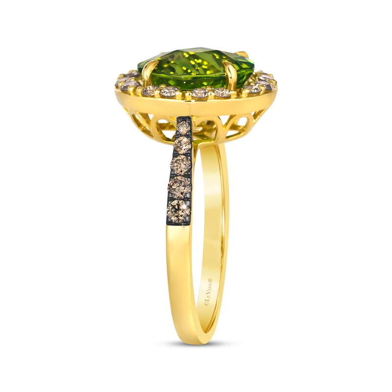 Main Image 2 of Le Vian Oval-Cut Peridot Ring 1/2 ct tw Diamonds 14K Honey Gold