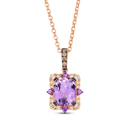 Le Vian Venetian Color on Color Amethyst & Pink Sapphire Necklace 1/3 ct tw Diamonds 14K Strawberry Gold 19"