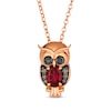 Thumbnail Image 0 of Le Vian Garden Party Garnet Owl Necklace 1/6 ct tw Diamonds 14K Strawberry Gold 19"