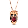 Thumbnail Image 1 of Le Vian Garden Party Garnet Owl Necklace 1/6 ct tw Diamonds 14K Strawberry Gold 19&quot;