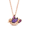 Thumbnail Image 1 of Le Vian Garden Party Amethyst & Garnet Songbird Necklace 1/4t tw Diamonds 14K Strawberry Gold 19"