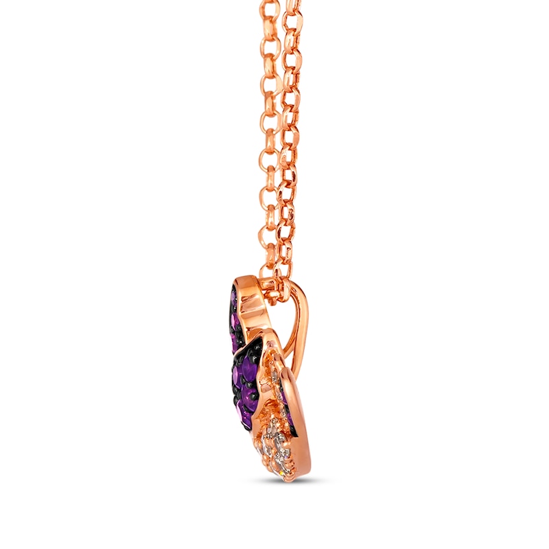 Main Image 2 of Le Vian Garden Party Amethyst & Garnet Songbird Necklace 1/4t tw Diamonds 14K Strawberry Gold 19"