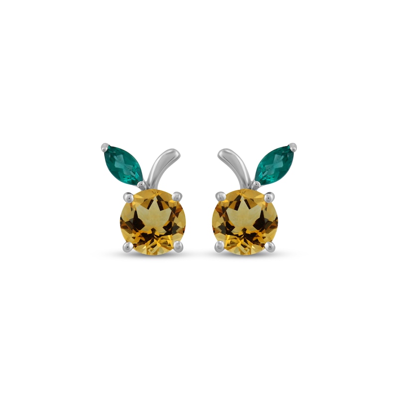 Main Image 2 of Round-Cut Citrine & Marquise-Cut Lab-Created Emerald Peach Earrings 18"