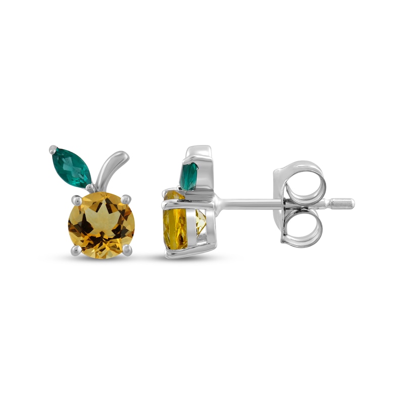 Main Image 3 of Round-Cut Citrine & Marquise-Cut Lab-Created Emerald Peach Earrings 18"