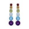 Thumbnail Image 2 of Graduated Multi-Gemstone Rainbow Drop Earrings Sterling Silver