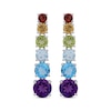 Thumbnail Image 1 of Graduated Multi-Gemstone Rainbow Drop Earrings Sterling Silver