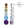 Thumbnail Image 2 of Graduated Multi-Gemstone Rainbow Drop Earrings Sterling Silver