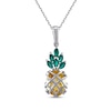 Thumbnail Image 1 of Oval-Cut Citrine & Marquise-Cut Lab-Created Emerald Pineapple Necklace Sterling Silver 18&quot;
