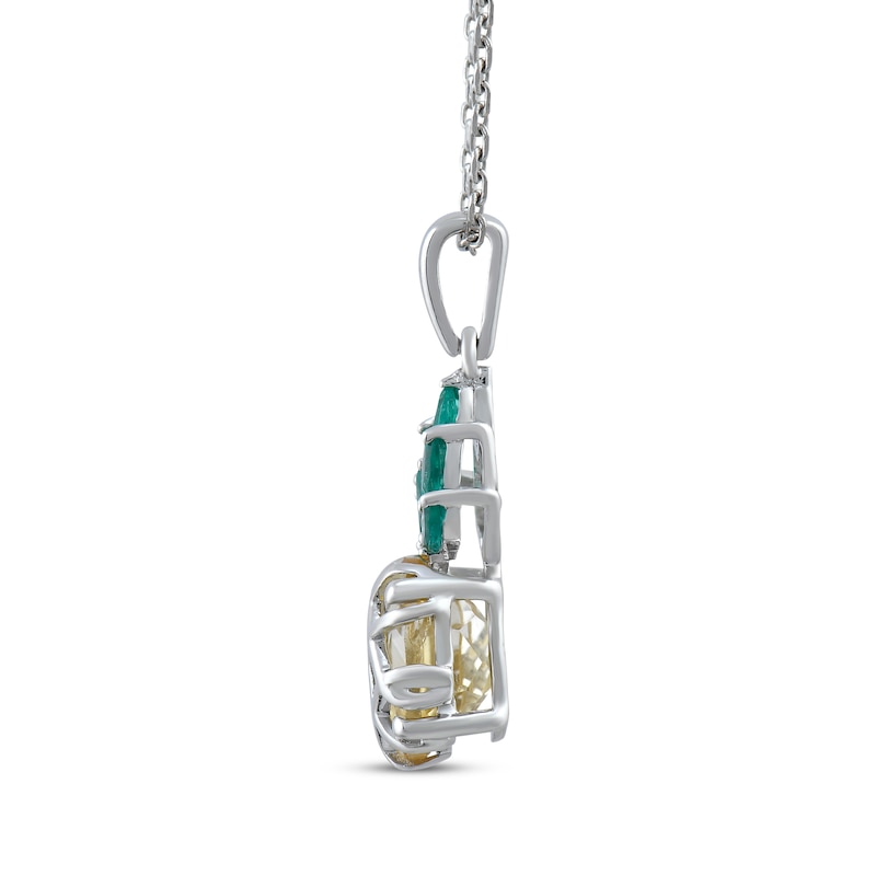 Main Image 2 of Oval-Cut Citrine & Marquise-Cut Lab-Created Emerald Pineapple Necklace Sterling Silver 18&quot;