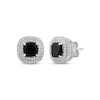 Thumbnail Image 1 of Cushion-Cut Black Onyx & White Lab-Created Sapphire Earrings Sterling Silver