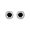 Thumbnail Image 2 of Cushion-Cut Black Onyx & White Lab-Created Sapphire Earrings Sterling Silver