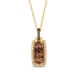 Le Vian Chocolate Quartz Necklace 1/4 ct tw Diamonds 14K Honey Gold 19"