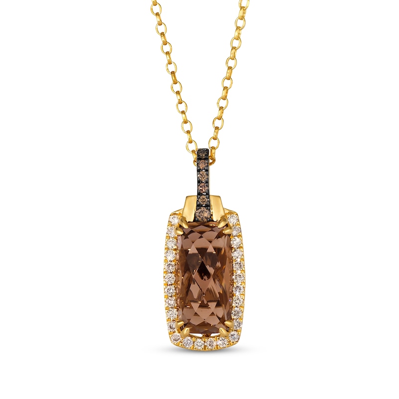 Main Image 1 of Le Vian Chocolate Quartz Necklace 1/4 ct tw Diamonds 14K Honey Gold 19&quot;