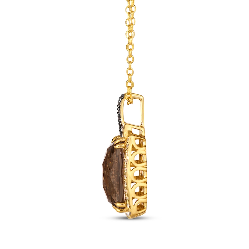 Le Vian Chocolate Quartz Necklace 1/4 ct tw Diamonds 14K Honey Gold 19"