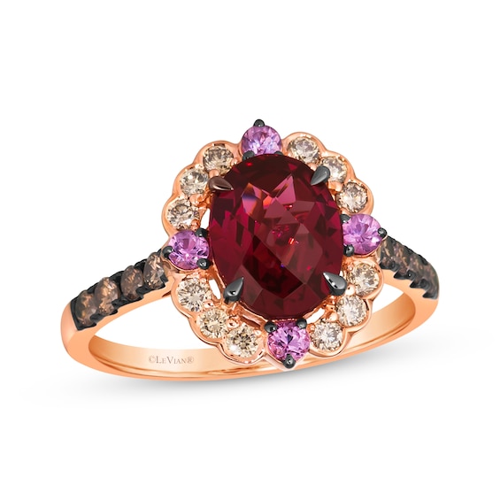 Le Vian Venetian Color on Color Oval-Cut Garnet & Pink Sapphire Ring 1/2 ct tw Diamonds 14K Strawberry Gold