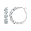 Thumbnail Image 3 of Lab-Created Opal & White Lab-Created Sapphire Swirl Hoop Earrings Sterling Silver