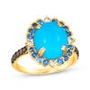 Thumbnail Image 1 of Le Vian Venetian Color on Color Oval-Cut Turquoise & Blue Sapphire Ring 1/3 ct tw Diamonds 14K Honey Gold