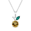 Thumbnail Image 1 of Round-Cut Citrine & Marquise-Cut Lab-Created Emerald Peach Necklace 18&quot;