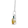 Thumbnail Image 2 of Round-Cut Citrine & Marquise-Cut Lab-Created Emerald Peach Necklace 18&quot;