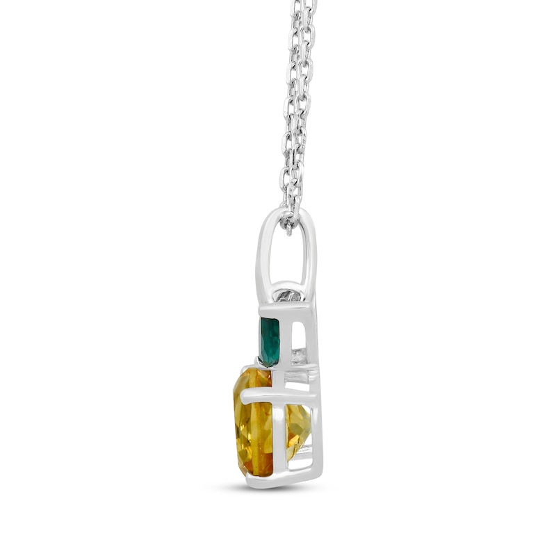 Main Image 2 of Round-Cut Citrine & Marquise-Cut Lab-Created Emerald Peach Necklace 18&quot;