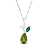 Thumbnail Image 1 of Pear-Shaped Peridot & Marquise-Cut Lab-Created Emerald Pear Necklace Sterling Silver 18&quot;