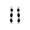 Thumbnail Image 2 of Oval-Cut Black Onyx & White Lab-Created Sapphire Hoop Earrings Sterling Silver